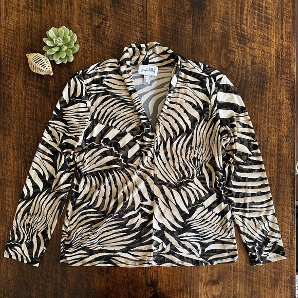 Joseph Ribkoff | Long Sleeve, V-Neck Animal Print Blouse - Picture 2 of 9